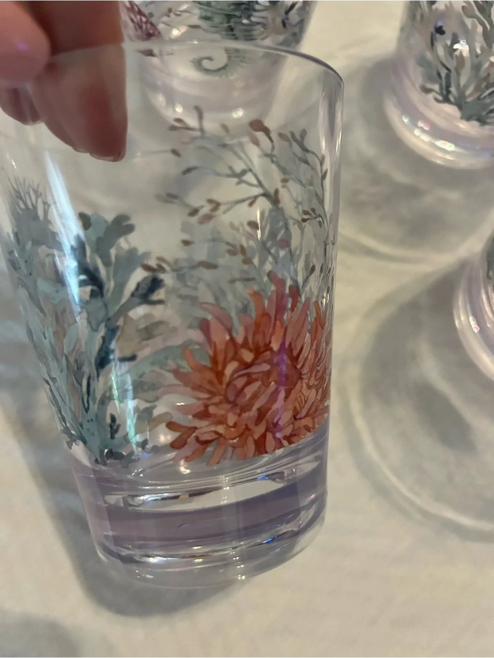 Seahorse & Coral Clear Acrylic Tumblers - Set of 4 (Pink, Blue, Orange)